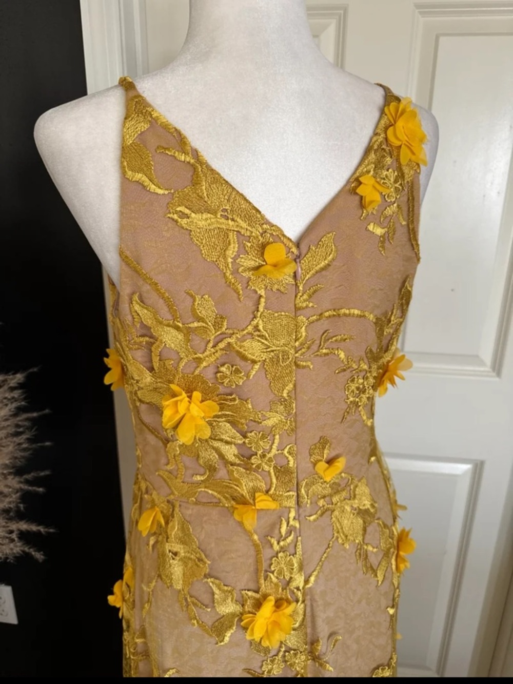 Dress the Population Yellow Floral Appliqué Maxi Dress - Picture 9 of 12